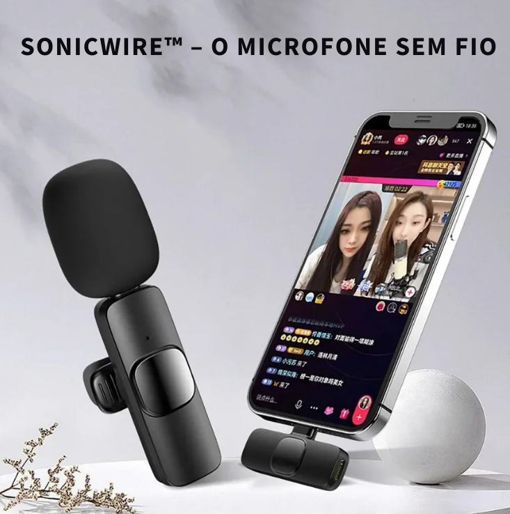 🎤 SONICWIRE™ – O MICROFONE SEM FIO QUE TRANSFORMA SUAS GRAVAÇÕES EM ÁUDIO PROFISSIONAL! LEVE 2 PAGUE 1