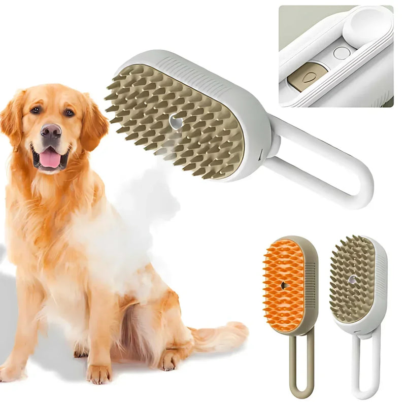 FluffyCare™- A Escova a Vapor 3 em 1 Para um Pet Mais Feliz e Saudável! 🐾✨